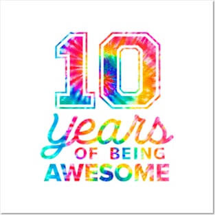 10Th Birthday Tie Dye 10 Years Old Awesome Men Women T-Shirt Posters and Art